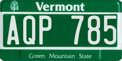 VT license plate AQP785