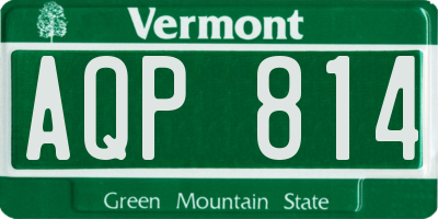 VT license plate AQP814