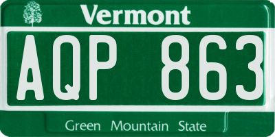 VT license plate AQP863