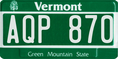 VT license plate AQP870