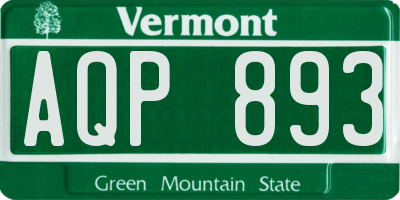 VT license plate AQP893