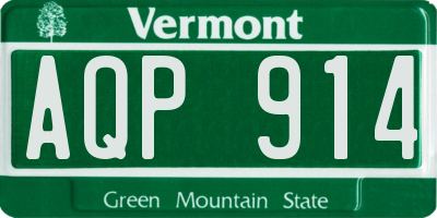VT license plate AQP914