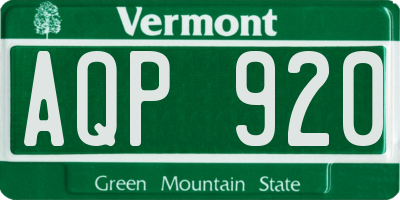 VT license plate AQP920