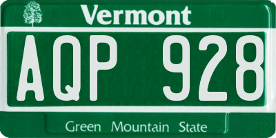VT license plate AQP928