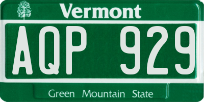 VT license plate AQP929