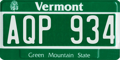 VT license plate AQP934