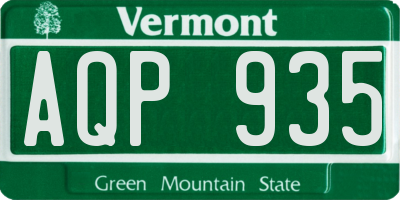 VT license plate AQP935