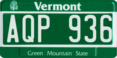 VT license plate AQP936