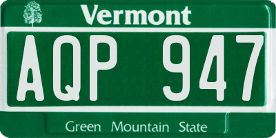 VT license plate AQP947