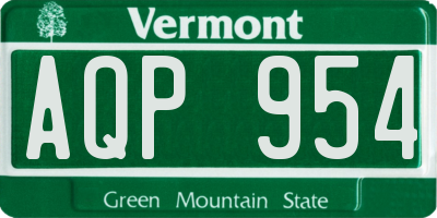 VT license plate AQP954