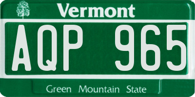 VT license plate AQP965