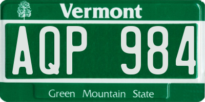 VT license plate AQP984