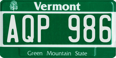 VT license plate AQP986