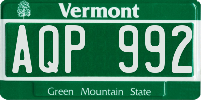 VT license plate AQP992