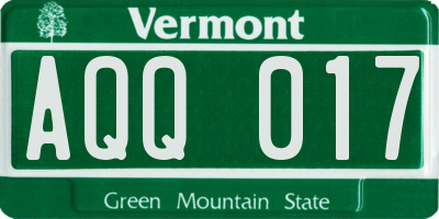 VT license plate AQQ017