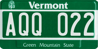 VT license plate AQQ022