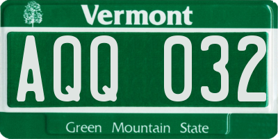 VT license plate AQQ032