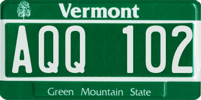 VT license plate AQQ102