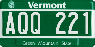 VT license plate AQQ221