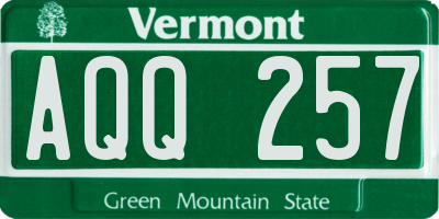 VT license plate AQQ257