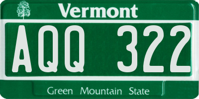 VT license plate AQQ322