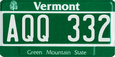 VT license plate AQQ332