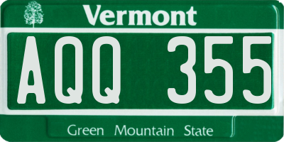 VT license plate AQQ355