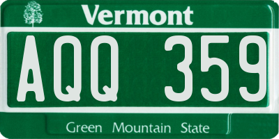 VT license plate AQQ359
