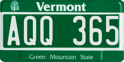 VT license plate AQQ365