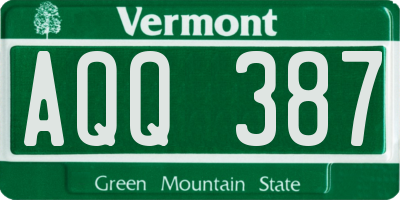 VT license plate AQQ387