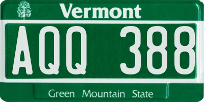 VT license plate AQQ388