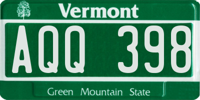 VT license plate AQQ398