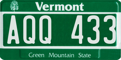 VT license plate AQQ433