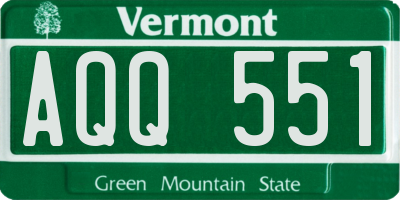 VT license plate AQQ551