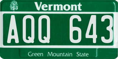VT license plate AQQ643
