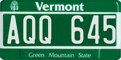 VT license plate AQQ645