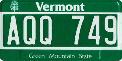 VT license plate AQQ749