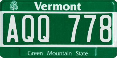 VT license plate AQQ778
