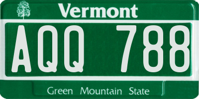 VT license plate AQQ788