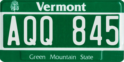 VT license plate AQQ845