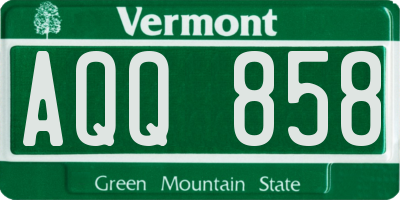 VT license plate AQQ858