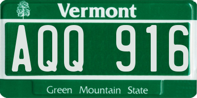 VT license plate AQQ916