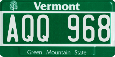 VT license plate AQQ968