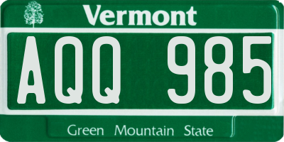 VT license plate AQQ985