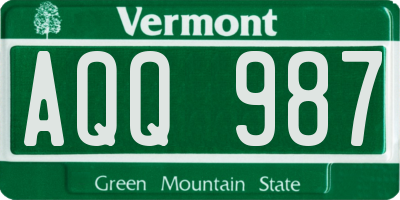 VT license plate AQQ987