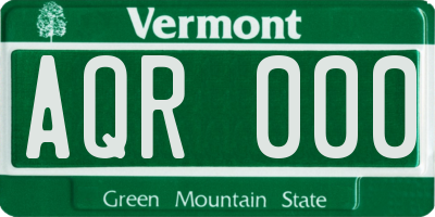 VT license plate AQR000