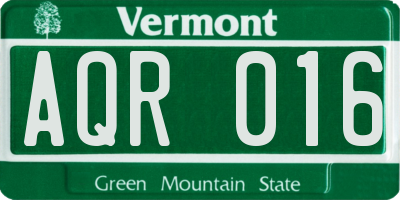 VT license plate AQR016