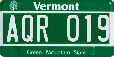 VT license plate AQR019