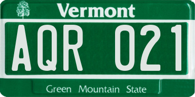VT license plate AQR021