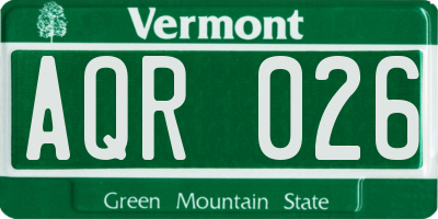VT license plate AQR026